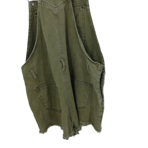Brandy Melville Army Military Green Overalls Shortalls Shorts Size M Frayed Raw - Picture 12 of 14
